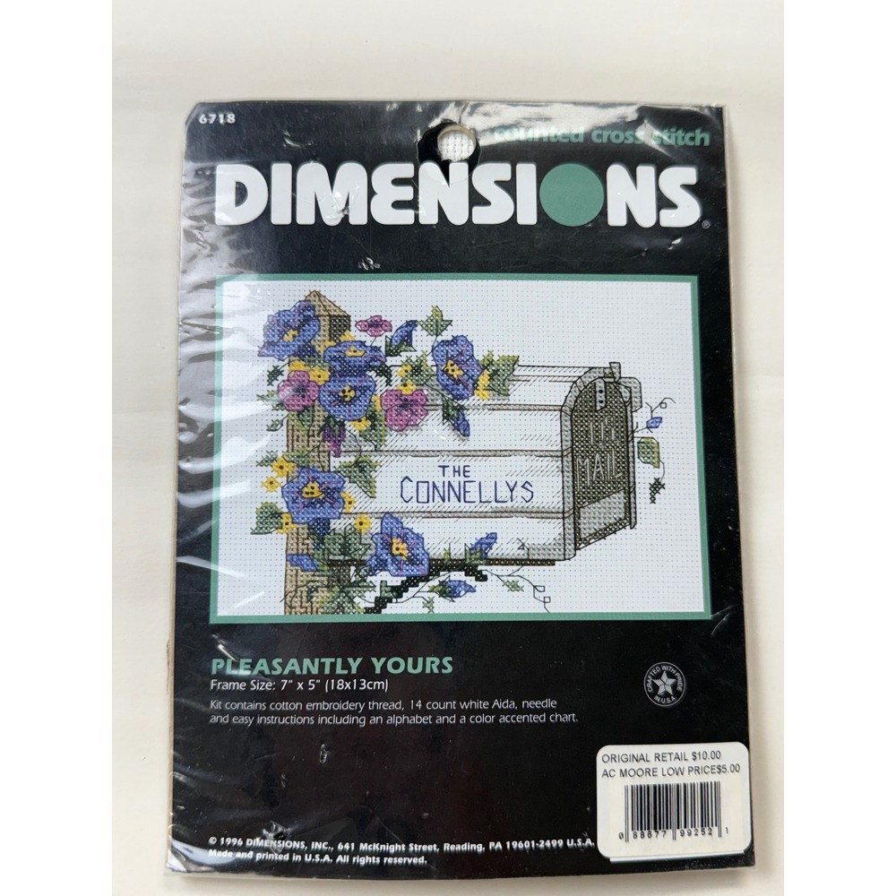 Vintage 1996 Dimensions Counted Cross Stitch Kit Pleasantly Yours Mailbox